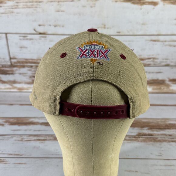 Vintage Champions SF Super Bowl XXIX Embroidery Tan Burgundy Sports Hat Ballcap - Picture 3 of 7